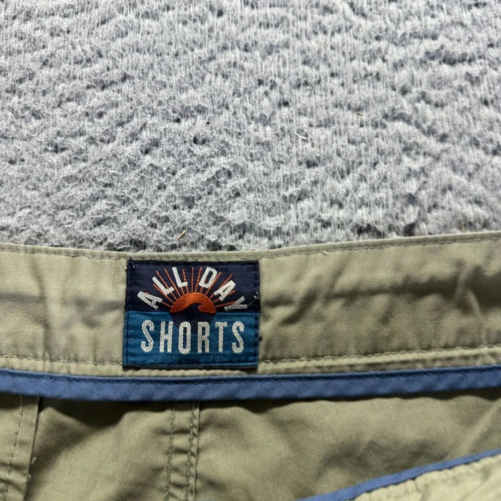 Faherty All Day Shorts Men 35 Green Polyester Chino Outdoor Drawstring Beach